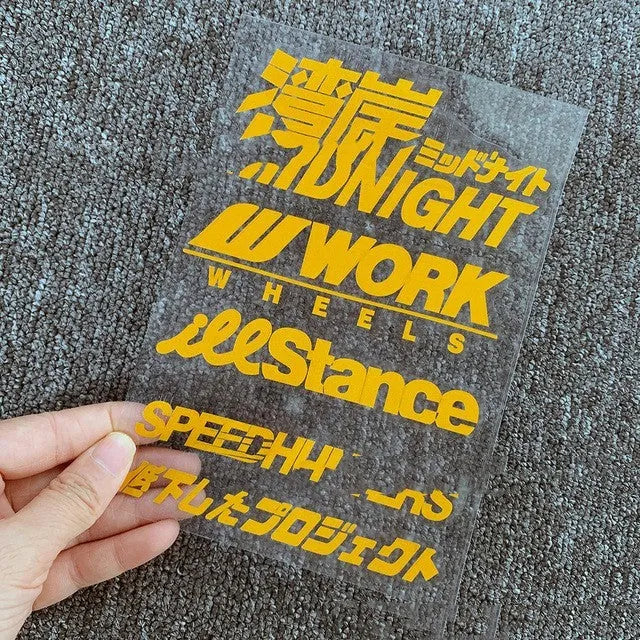 Reflective bumper sticker for motorcycle, PET material, dimensions 16cm by 11cm.