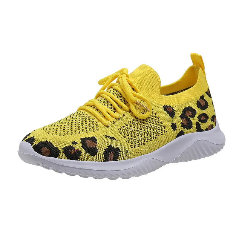 Women's flyknit summer sports casual shoes in white, yellow, white coffee, blue or red, sizes 36 to 41