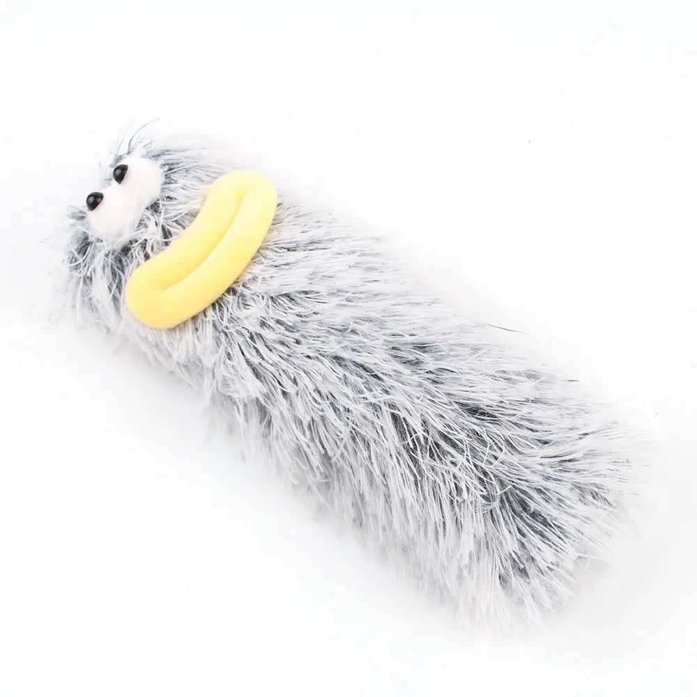 Soft plush interactive cat toy with catnip and crinkle sound feature in assorted colours.