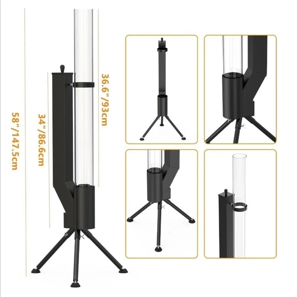 Vertical iron wood burning rocket furnace courtyard heating stove with decorative design