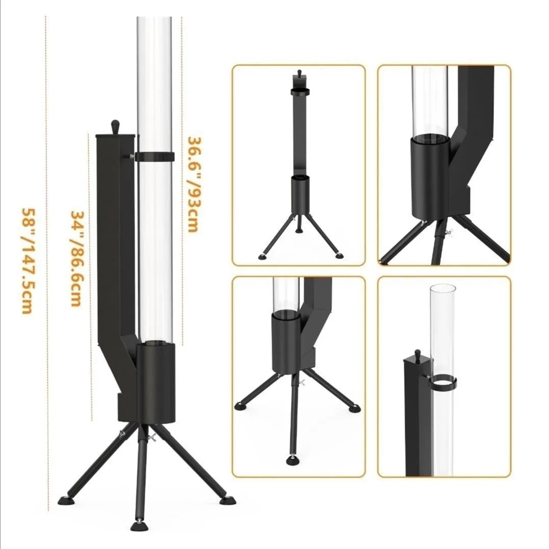Vertical iron wood burning rocket furnace courtyard heating stove with decorative design
