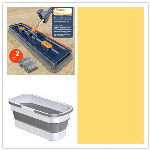Large flat mop with 360 degree rotating head and stainless steel handle for home floor cleaning