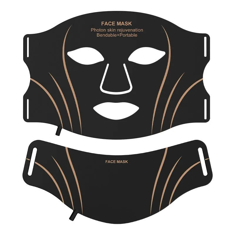 Black gold band scarf silicone IPL LED red light beauty mask with touch screen controls