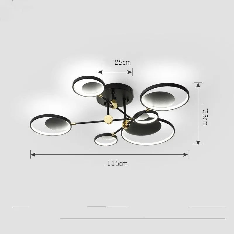 Modern glass molecular ceiling light with LED illumination, 720mm diameter, three colour options