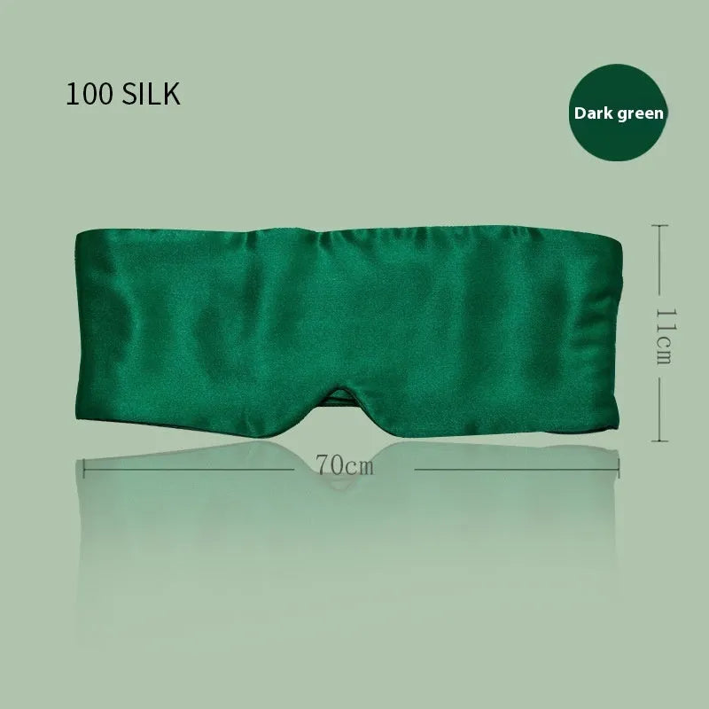 Mulberry silk sleep mask shown in one of seven colours: black, champagne gold, navy blue, silver grey, white, pink, or green.