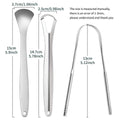 Stainless steel tongue scraper set with U-shaped and spoon type scrapers in pearlescent bags