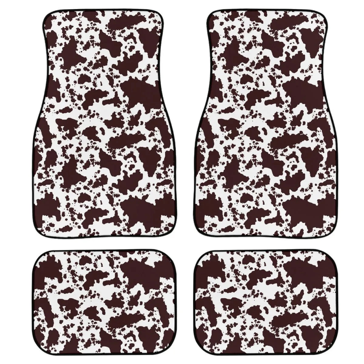 Black printed rubber car floor mats, 20mm thick, showing deep tread pattern and raised edges.