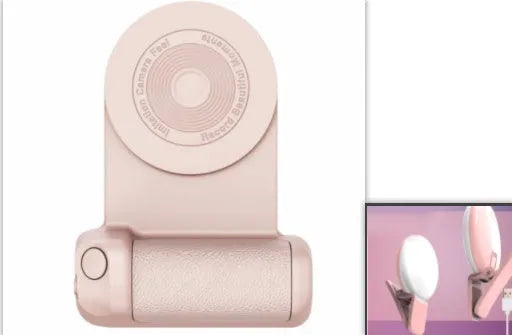 Black magnetic camera handle bracket for smartphone photography with rotatable design and ergonomic grip