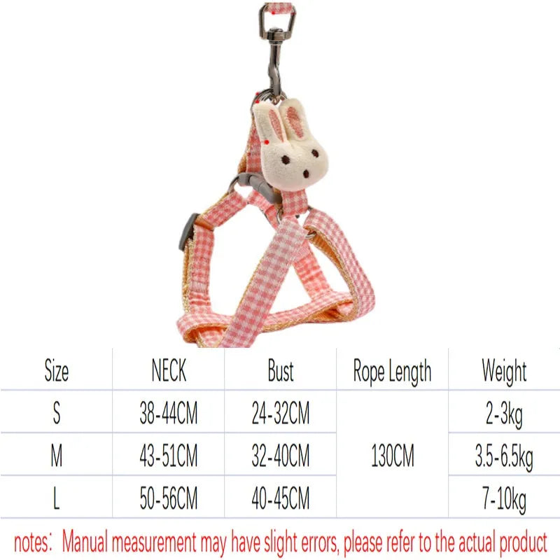 Small dog harness and leash set in blue with quick-release buckles and anti-pull design.