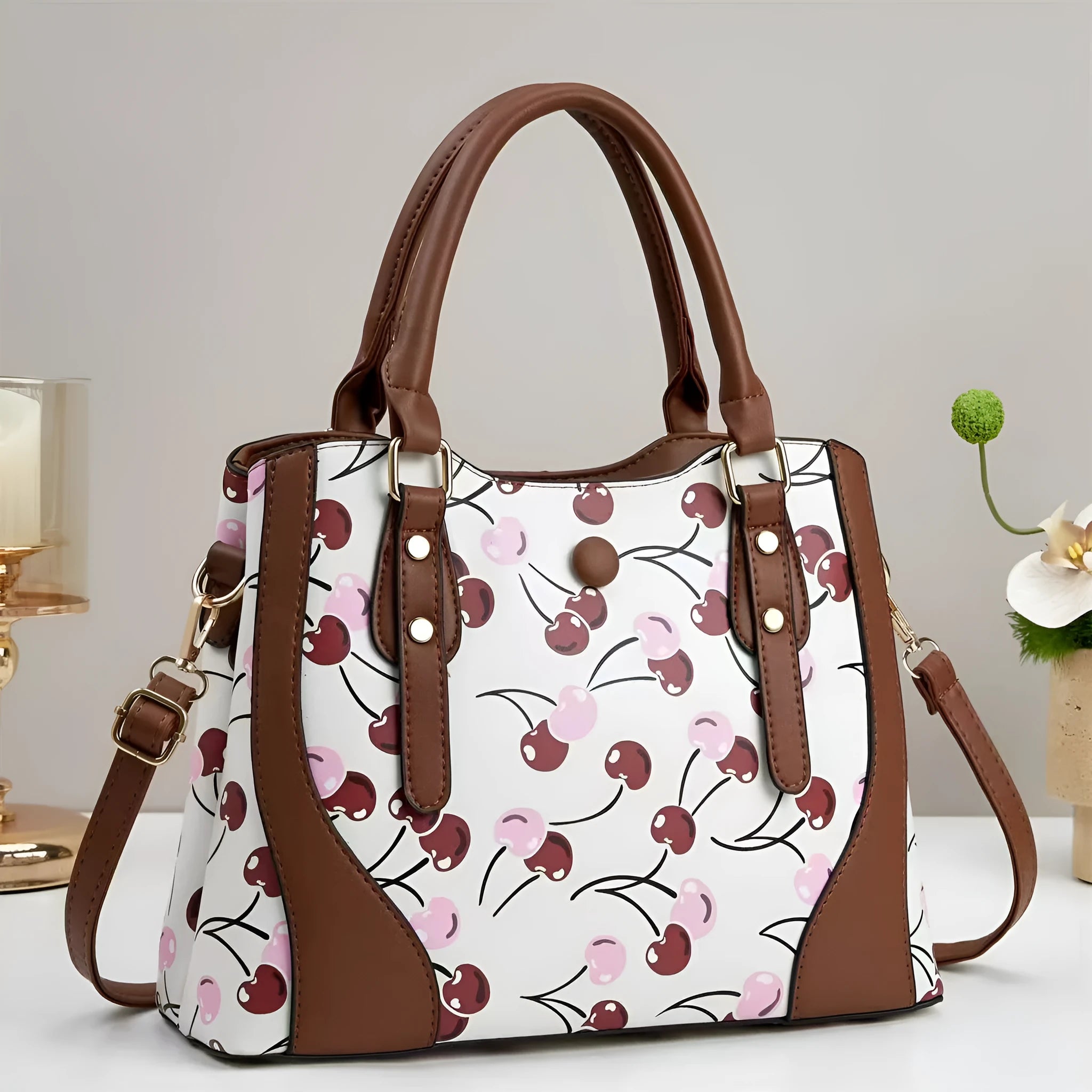 Large capacity simple shoulder messenger bag in PU leather with print design, 32x13x24cm, available in multiple colours