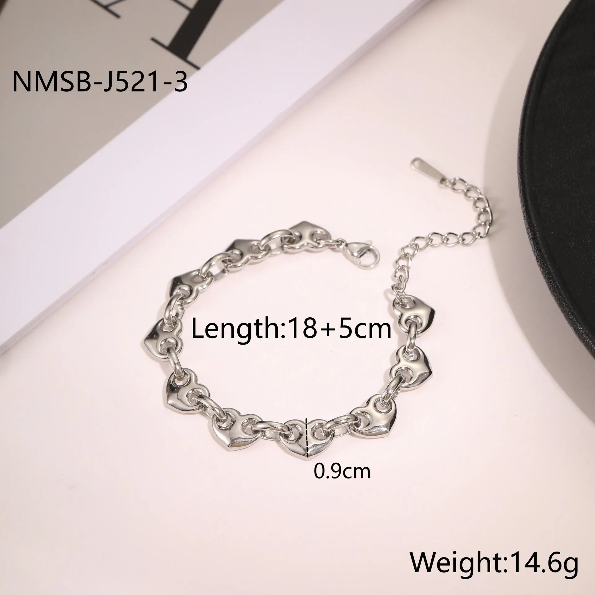 18K stainless steel hollow heart bracelet for women in gold, steel, or colour-blocked finish.