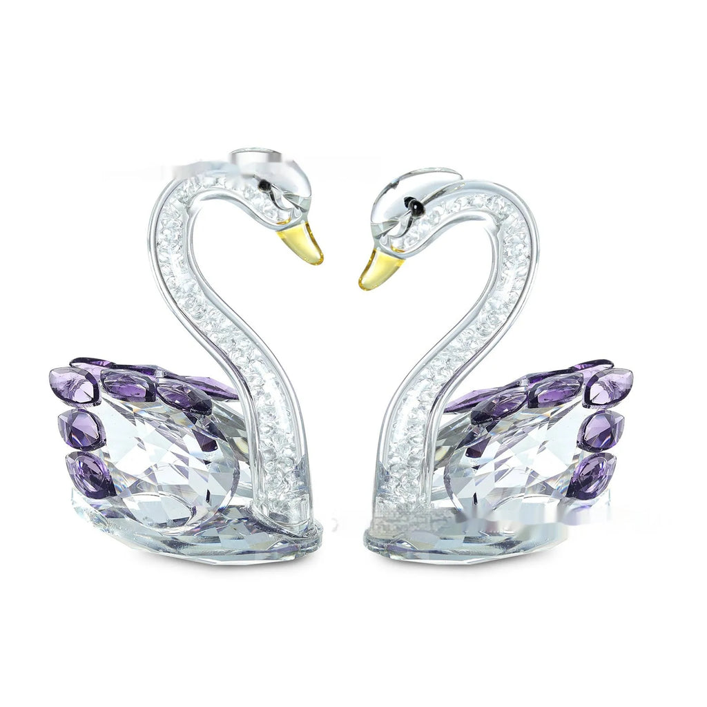 Crystal swan desktop ornament in bright red, medium blue, pink or violet colour options
