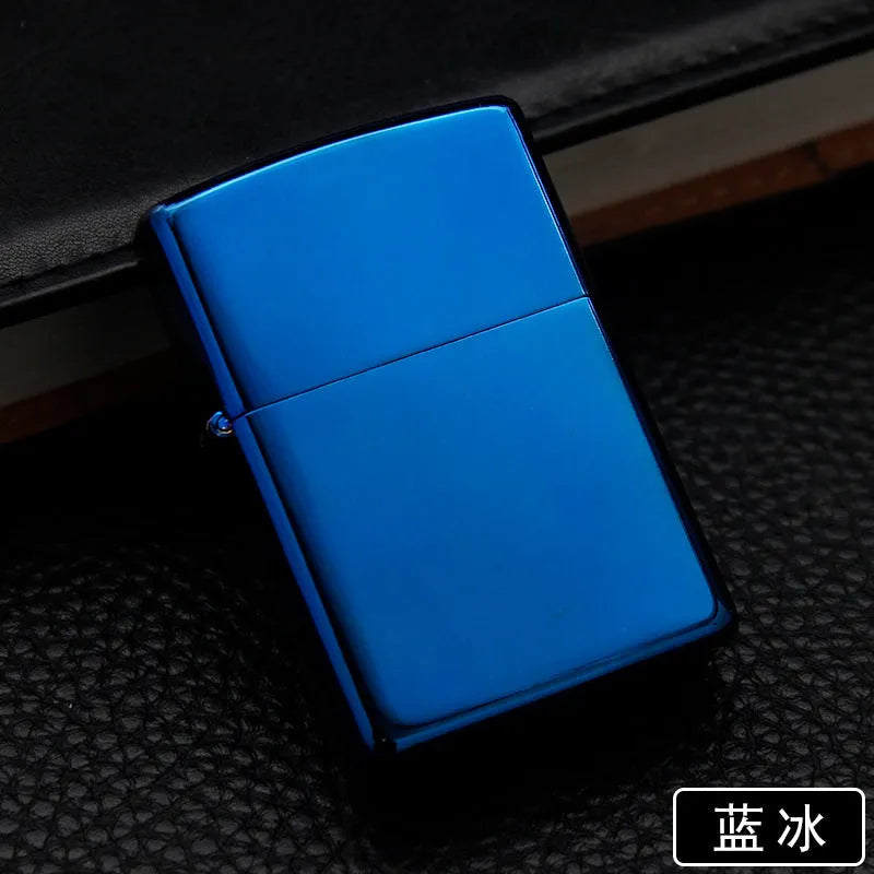 Bright chrome plate sand wheel windproof lighter with metal body and kerosene fuel system