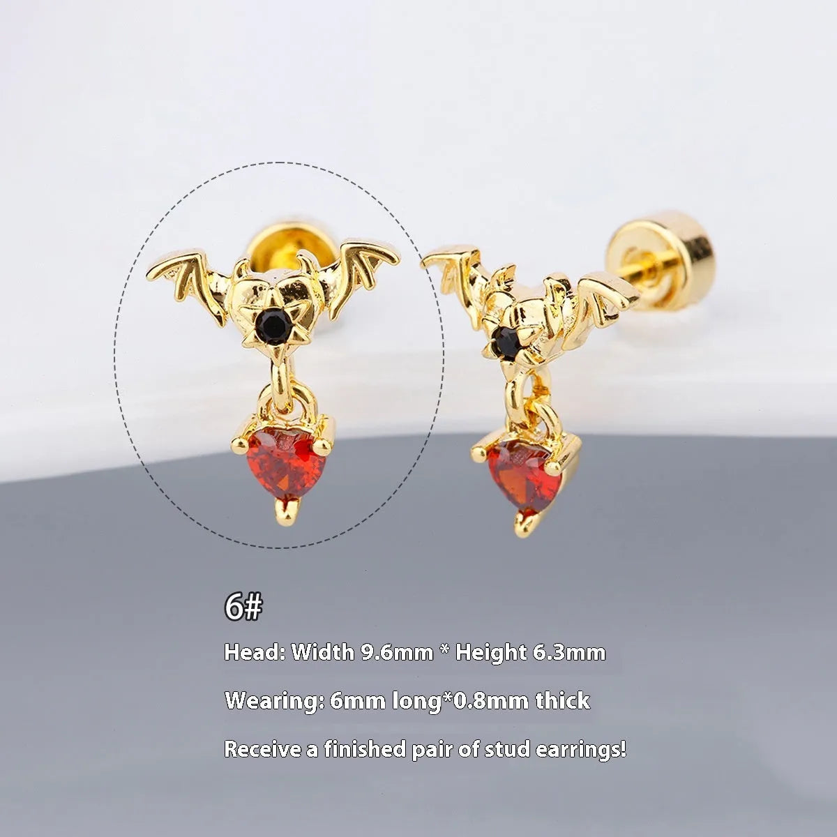 316L stainless steel Halloween drop earrings with real gold plating, skull and devil eye design, 6cm length, unisex