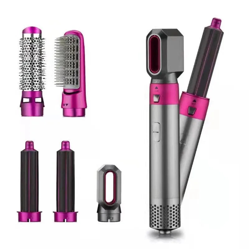 Men and women multifunctional hot air curling iron in plastic with constant temperature, pink colour, compact 32x12.5x12cm size