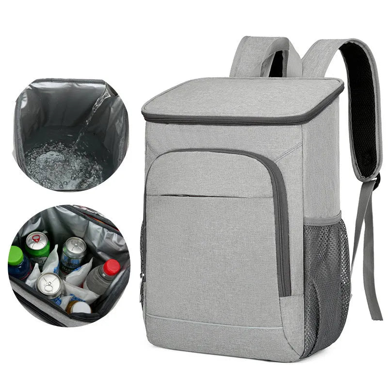 Large black outdoor camping backpack with curved shoulder straps and multiple compartments.