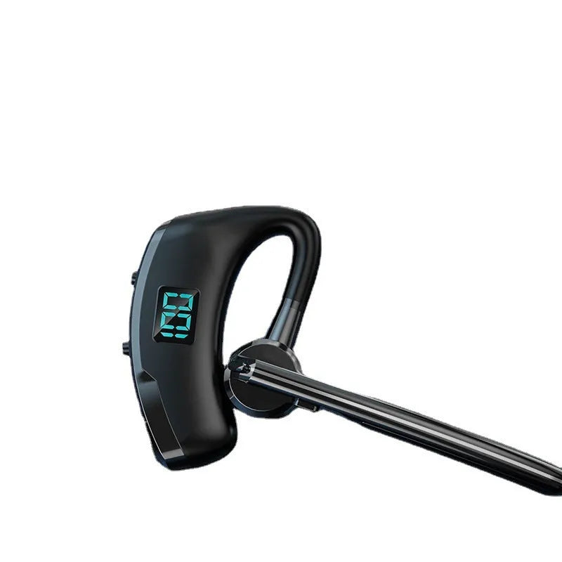 V8S Black single-ear wireless Bluetooth headset with digital power display and voice control for driving
