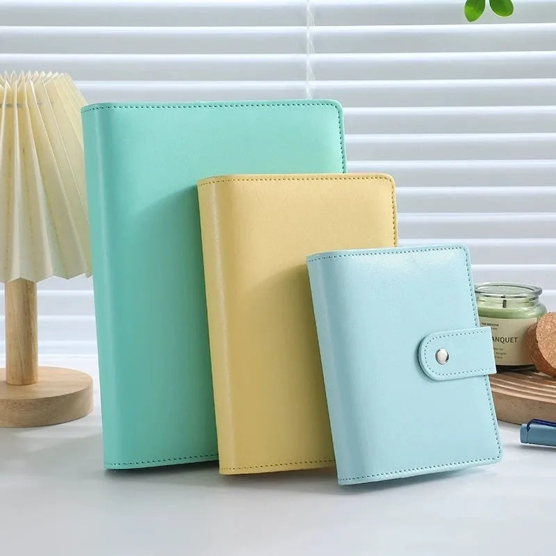 A5 PU leather notebook shell zipper binder bag in multiple solid colour options