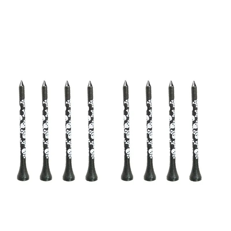 Black skull print bamboo golf spike dowel pins in 70mm and 83mm sizes