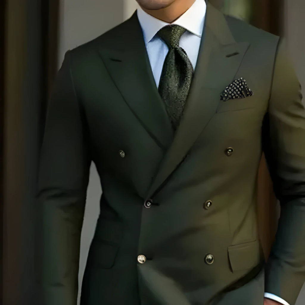 Men's regular fit two-piece suit in cotton blend fabric for business occasions