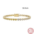 S925 sterling silver two-tone zircon bracelet with round geometric links and electroplated finish