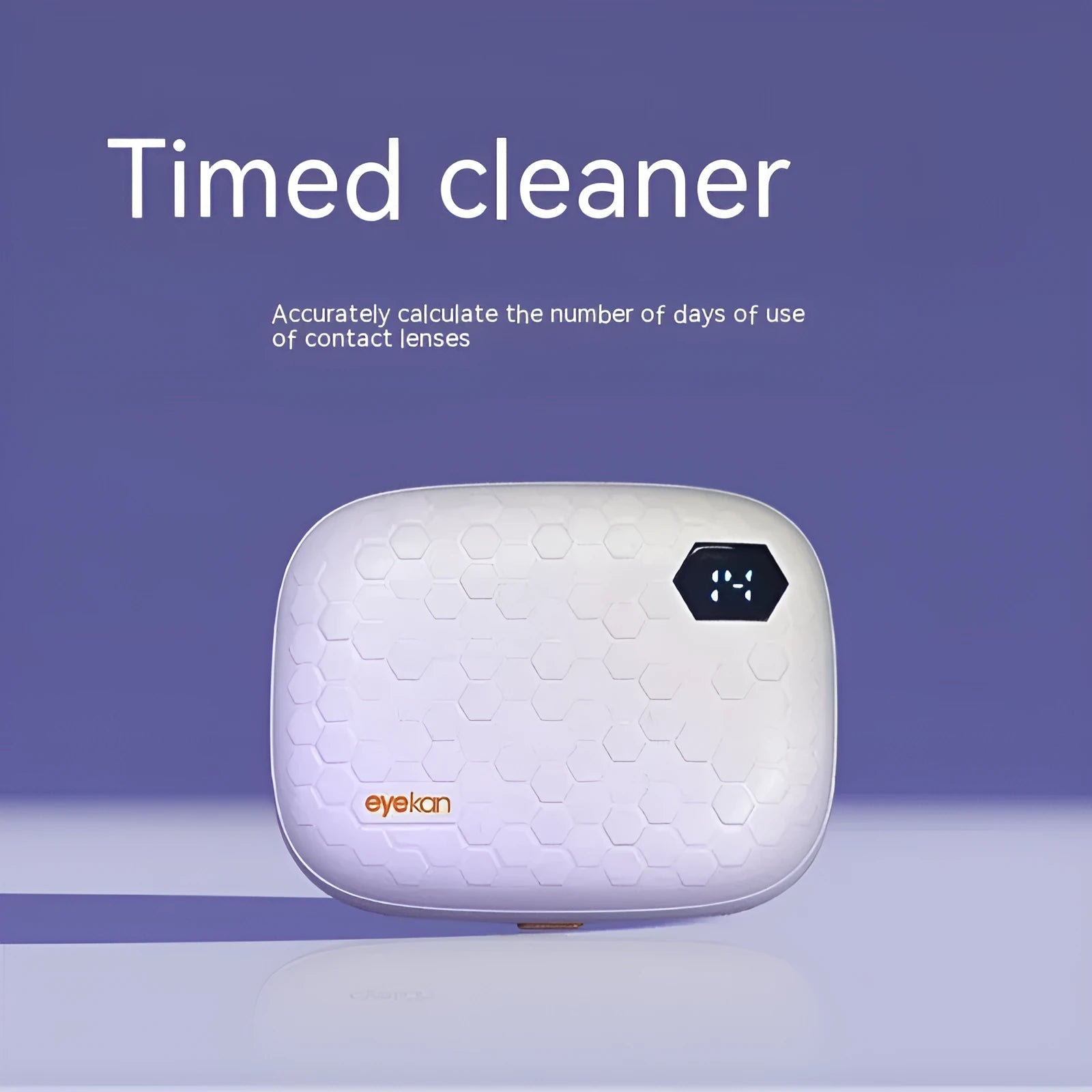 Pearl white automatic ultrasonic flushing instrument for cleaning invisible glasses on a table.