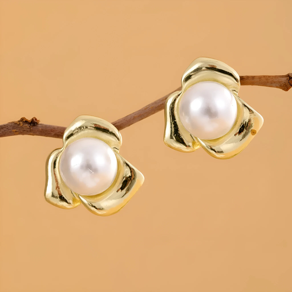 French retro women's cold style drop dangle earrings with hypoallergenic posts in silver gold and rose gold tone finishes