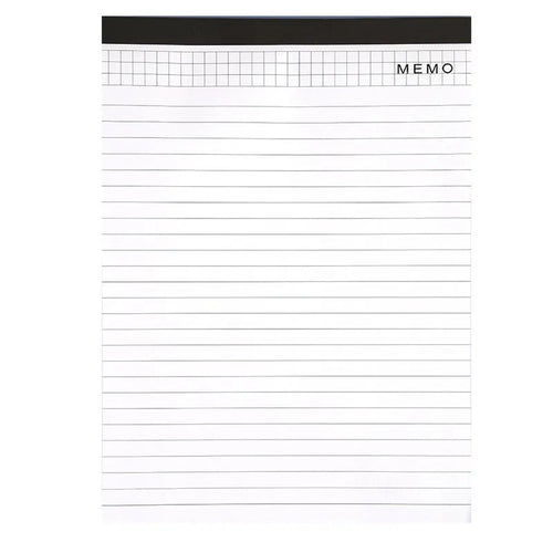 A4 tearable notebook with soft cover open to show gridded ivory white paper inside.