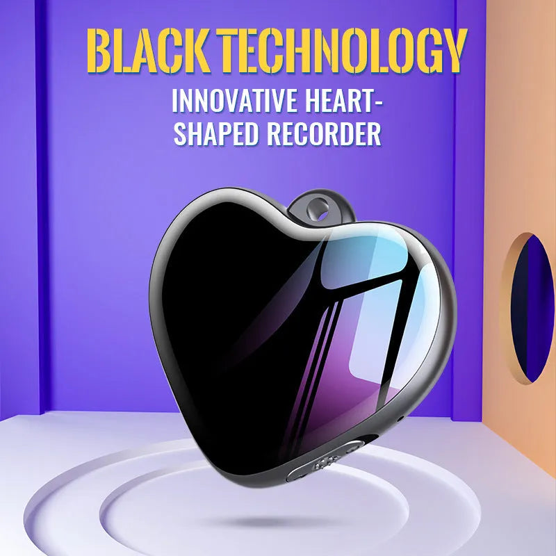 Black compact voice recorder with zinc alloy shell and 3D glass surface, 42 x 37 x 9.6 mm