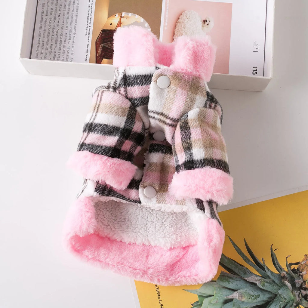 Thickened polyester autumn winter dog top in khaki and pink, sizes within XS-3 to within XL-13