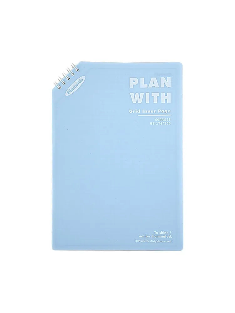 Oblique Angle Book Series Salt Series notebook in A5 or B5 size with a choice of white, plaid blue, or blue cover.