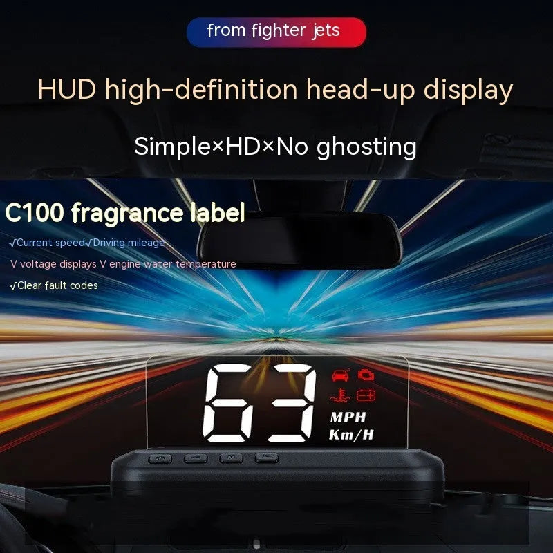 Black car head up display with 2 inch screen for OBD connection