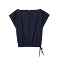 Women's linen-style shirt with flounced sleeves and matching wide-leg trousers co-ord set.