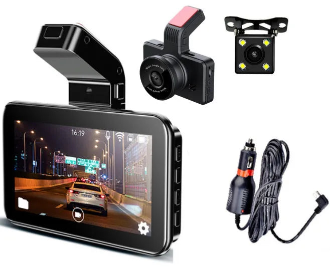 3-inch screen car DVR dash camera with dual lens system for front and back recording