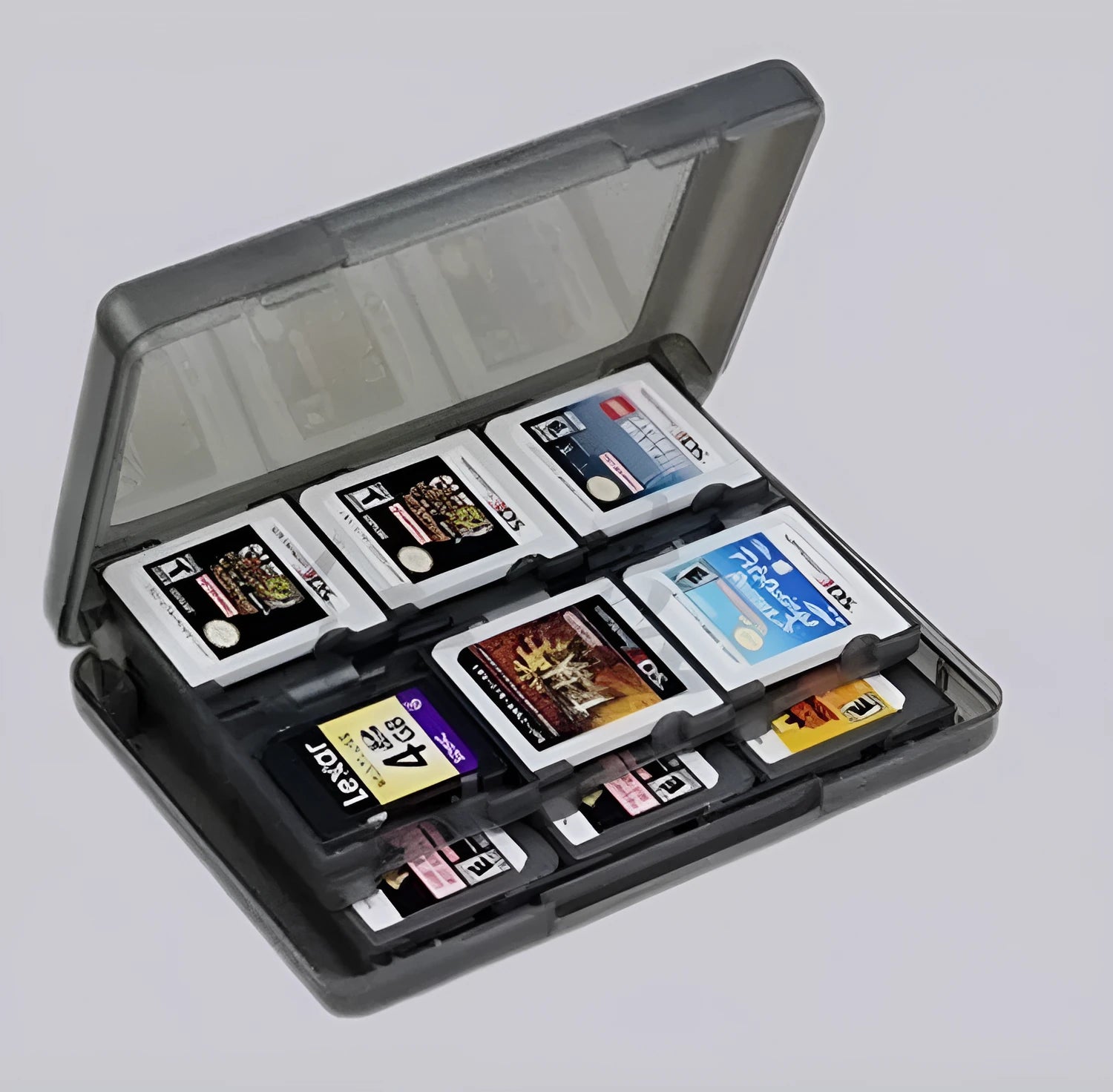 NDS 3DS game card storage box with 24 slots in black PP plastic
