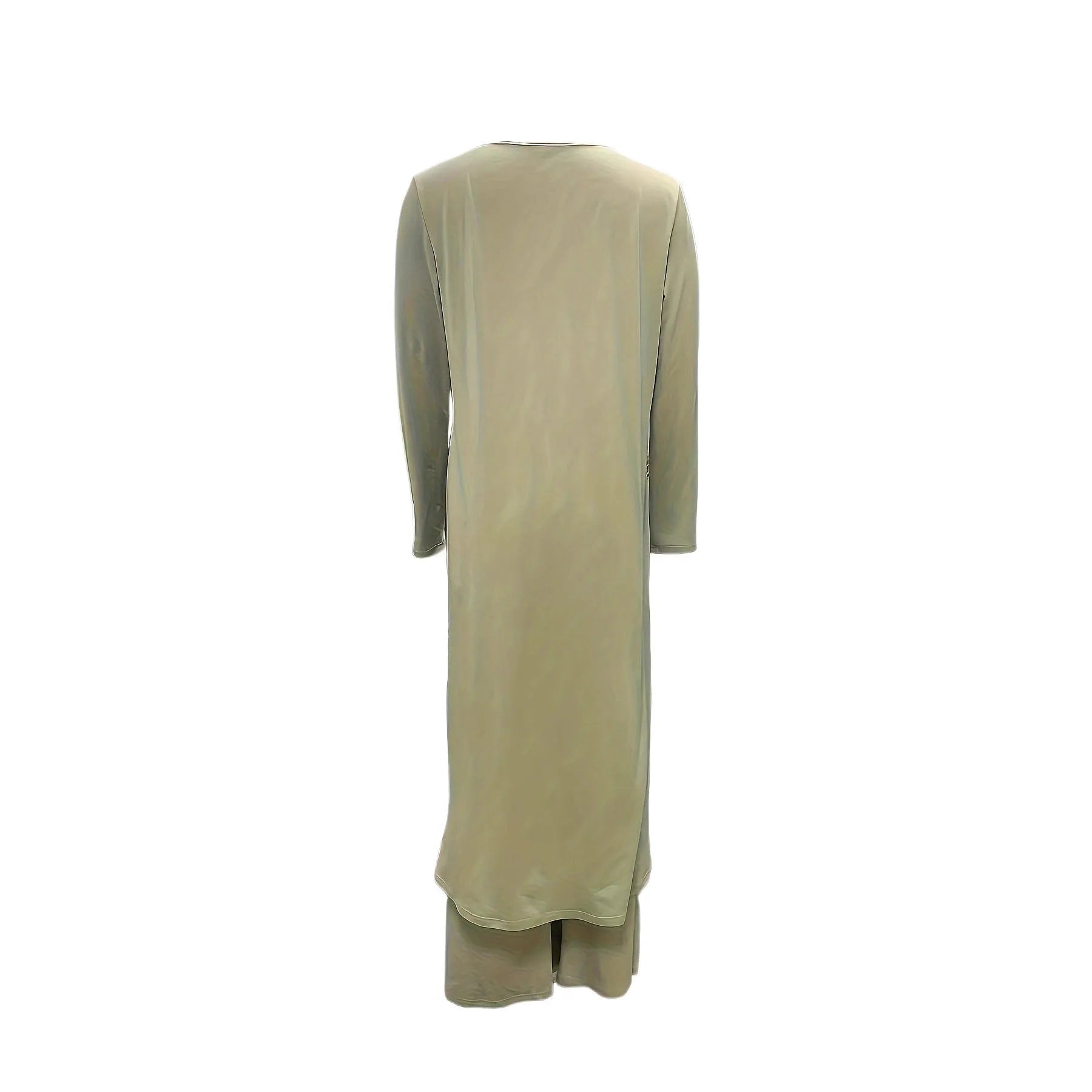 Casual long sleeve round neck top and matching trousers lounge set in polyester fabric