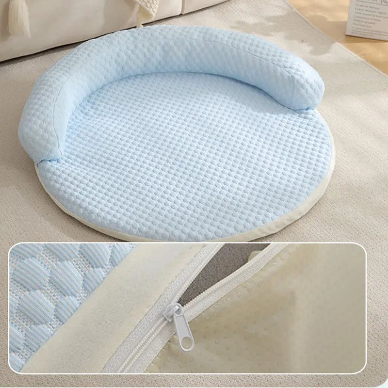 Cotton cooling dog bed summer mat for dogs and cats, five sizes from 50cm to 110cm, five colours