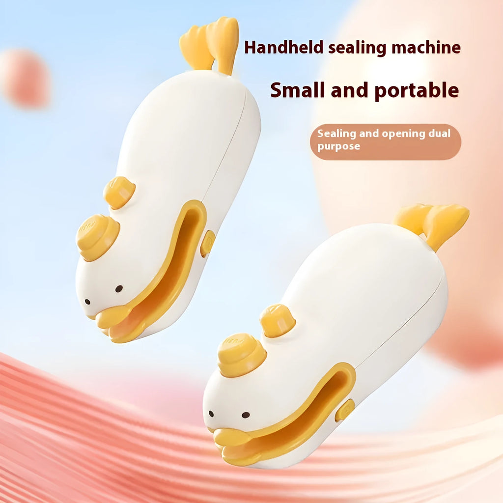 Small yellow duck rechargeable sealing machine with animal jacquard style and charging cable