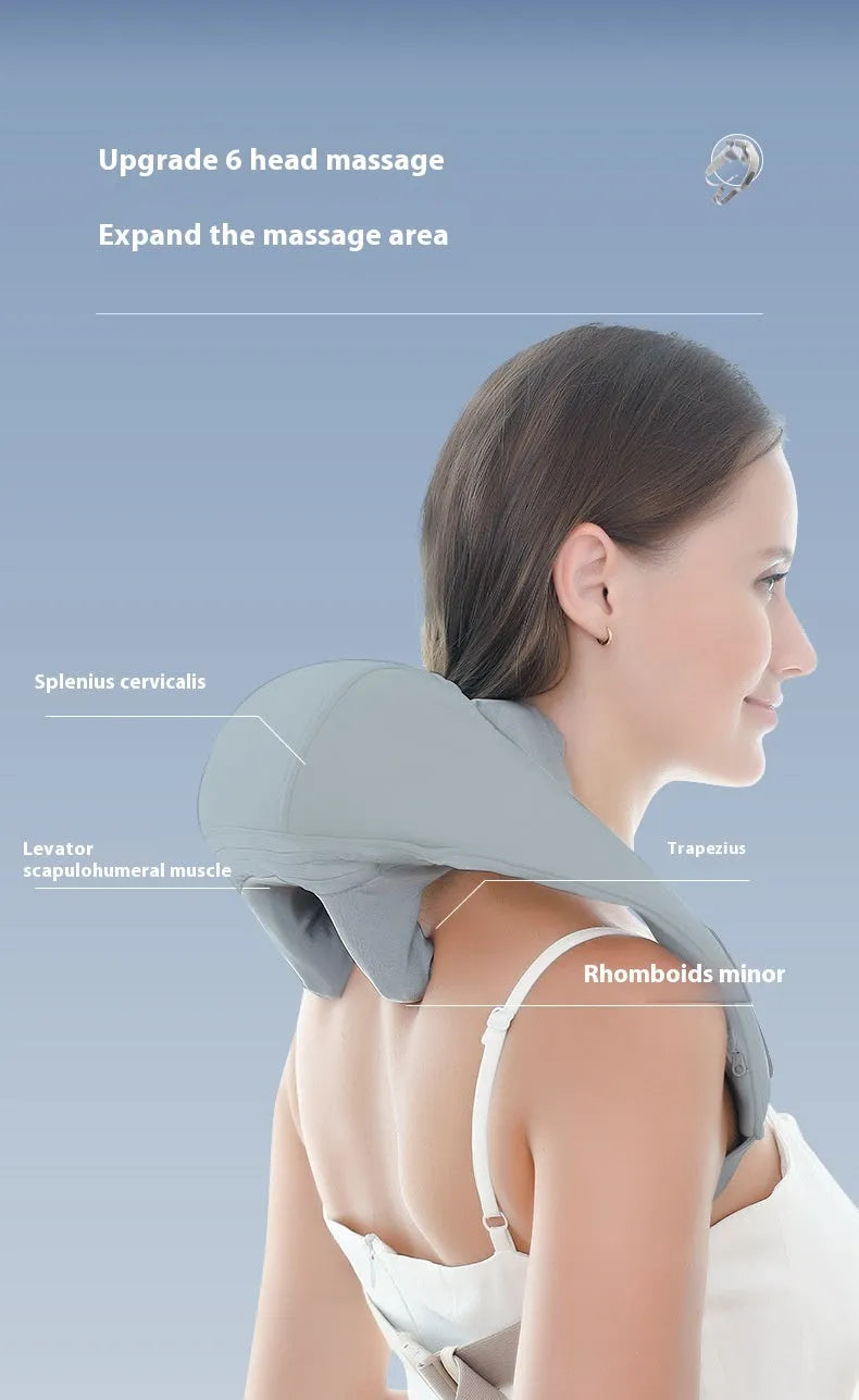 Grey elastic fabric multifunctional neck back waist massager with USB cable