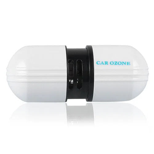 White compact car air purifier deodorizer 75x30x26mm 12V ABS