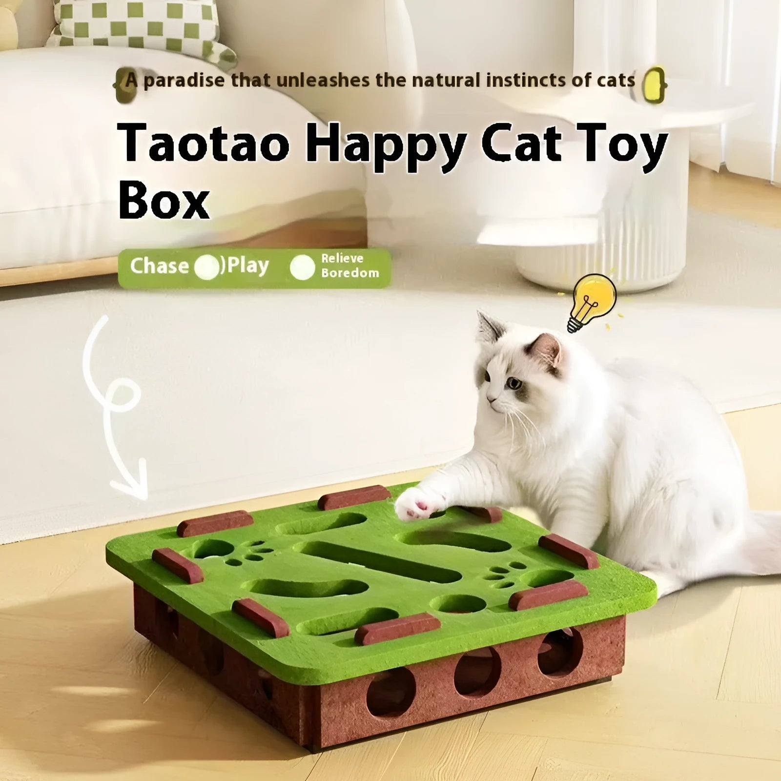 Green brown felt cat scratching pad measuring 30cm square for indoor cats