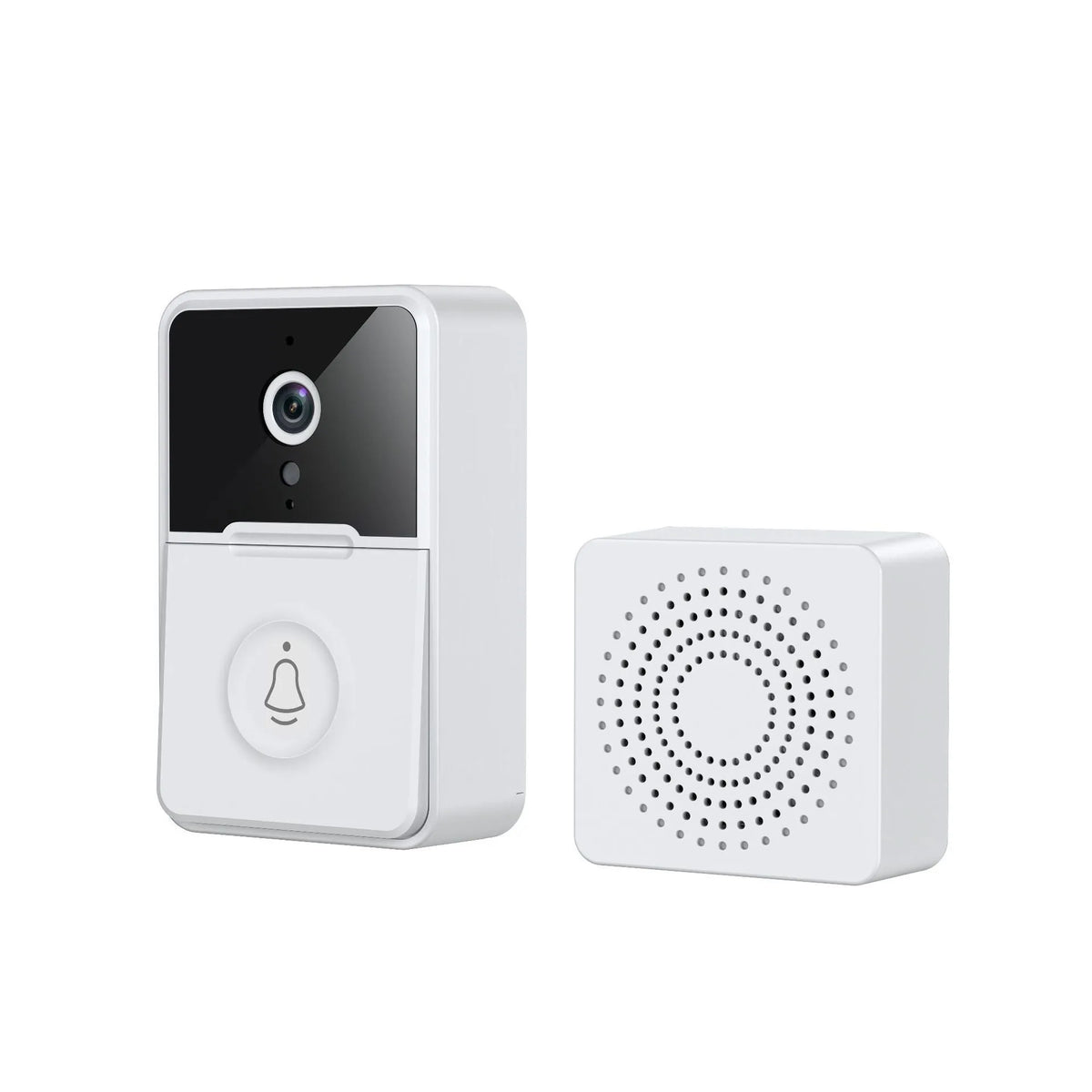 White ABS smart doorbell with VGA camera, 850nm infrared night vision, 2.4G WiFi and 1000mAh battery