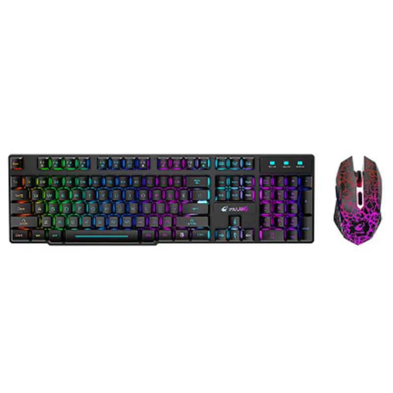 T3 wireless keyboard and mouse set with backlit keys in black or white, showing rainbow or orange lighting.