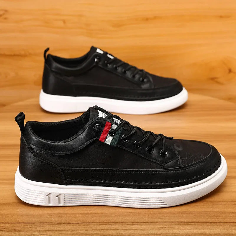 Men's high-cut casual sneakers in black with a round toe, PU upper, and PVC sole.