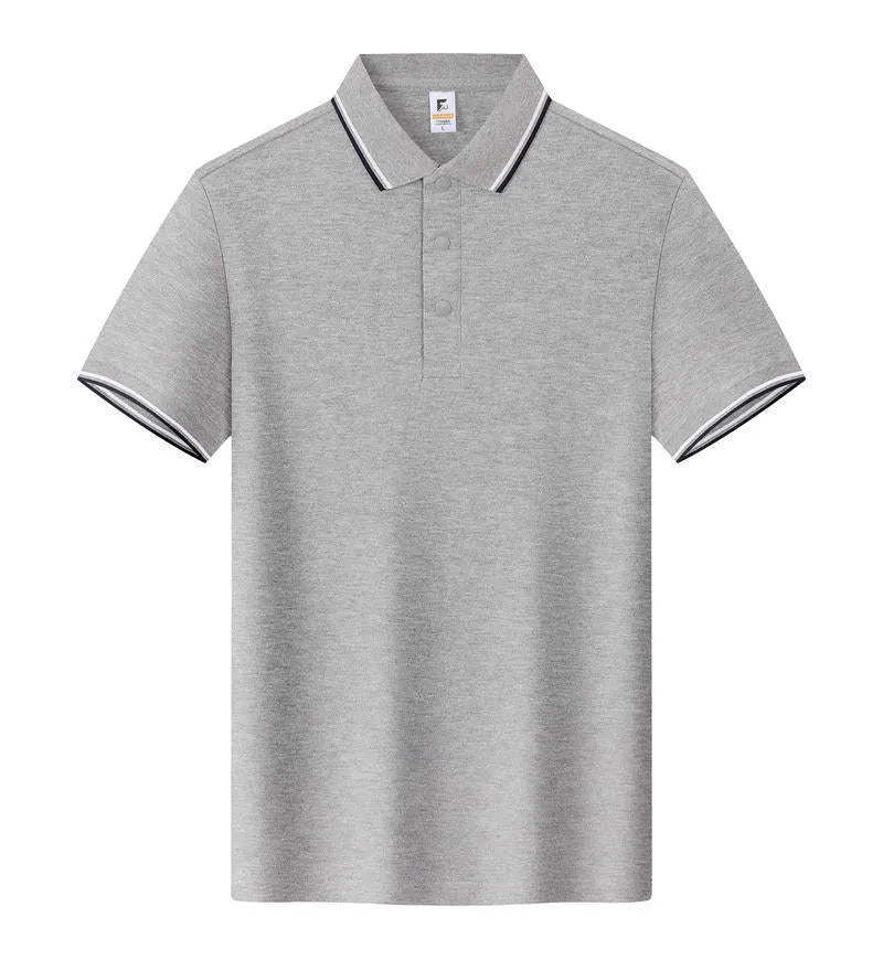 Lapel work short sleeve T-shirt in long-staple cotton, straight fit, available in multiple colours