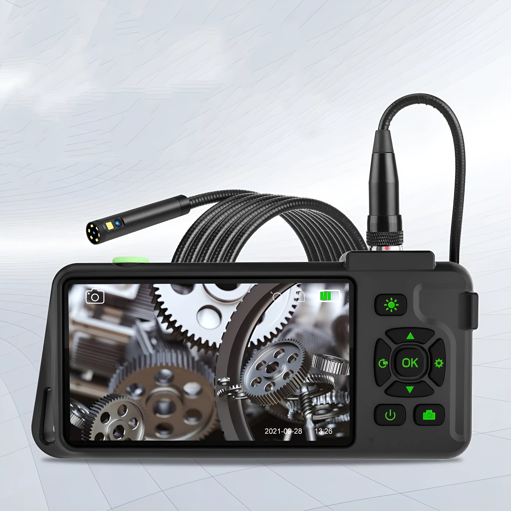 Handheld industrial endoscope with 4.5-inch screen and 5.5mm camera on a 1-metre cable