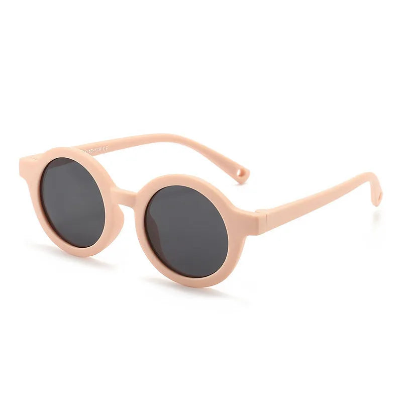 Children's round frame polarised sunglasses with UV400 protection for 0-3 year olds in various colours