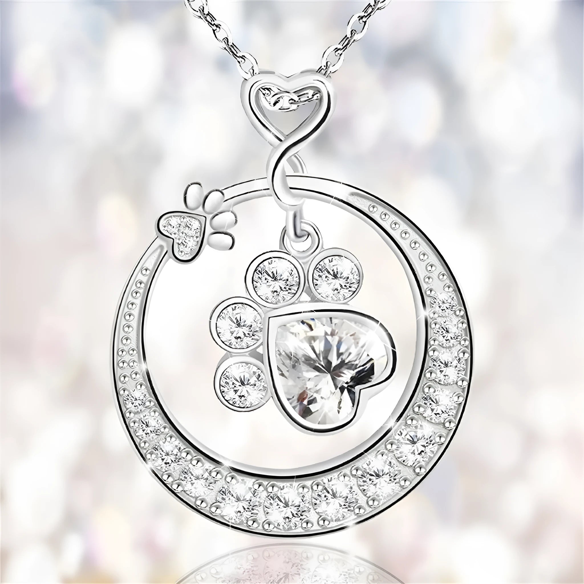 925 silver electroplated necklace with O-ring chain and heart and star motifs