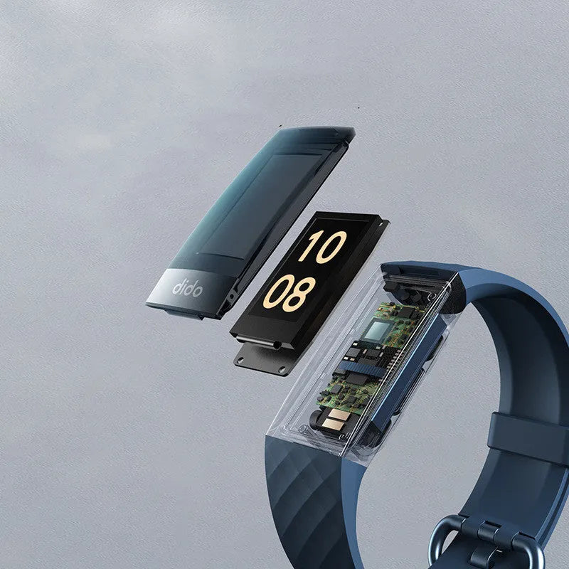 Y6 Black smart health bracelet on wrist showing blood pressure and ECG monitoring on its 1.1-inch screen.