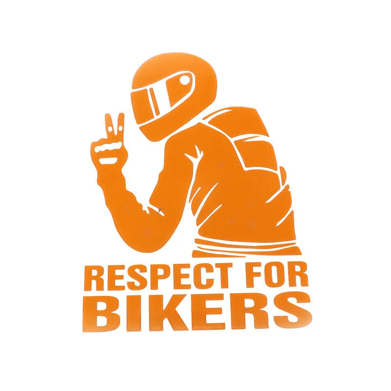 Respect For Bikers automobile sticker in 15x11cm size with PET material and strong adhesion on a car bumper
